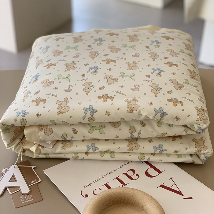 91家纺网 家纺一手货源 找家纺 汇庭 2025新款长绒棉夏被系列 小狗派对