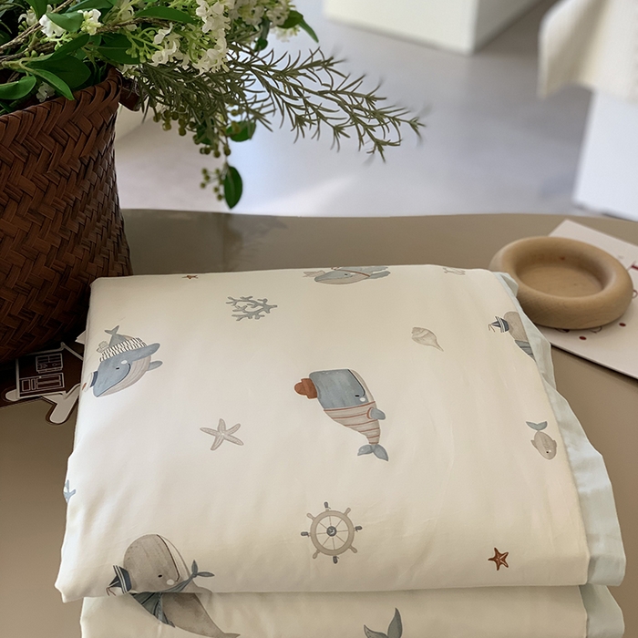 91家纺网 家纺一手货源 找家纺 汇庭 2025新款长绒棉夏被系列 鲸鱼长官