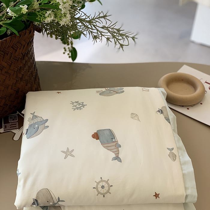 91家纺网 家纺一手货源 找家纺 汇庭 2025新款长绒棉夏被系列 鲸鱼长官