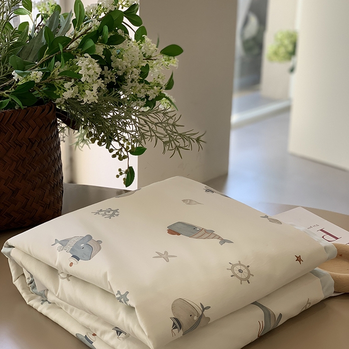 91家纺网 家纺一手货源 找家纺 汇庭 2025新款长绒棉夏被系列 鲸鱼长官