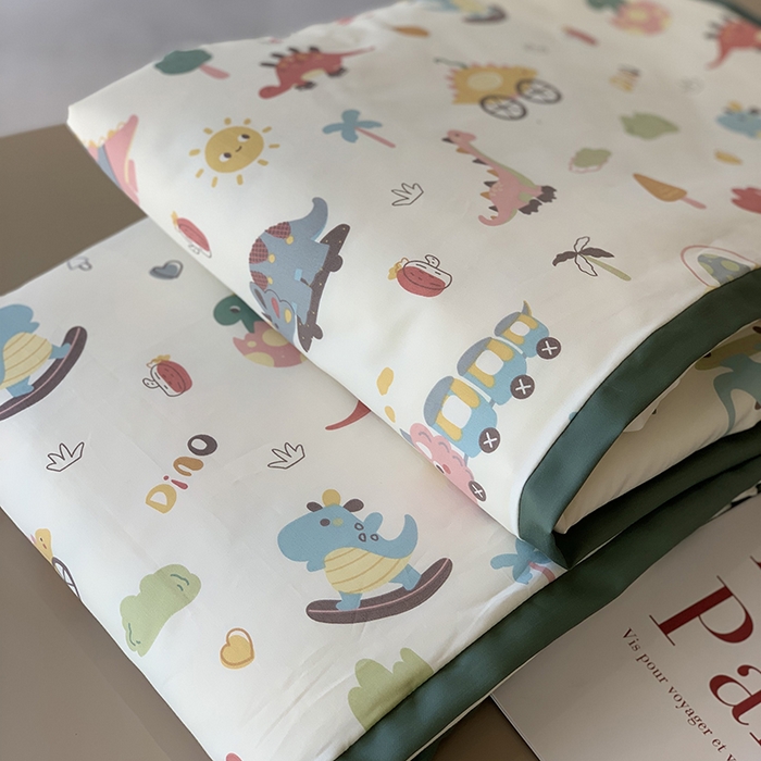 91家纺网 家纺一手货源 找家纺 汇庭 2025新款长绒棉夏被系列 恐龙冒险记