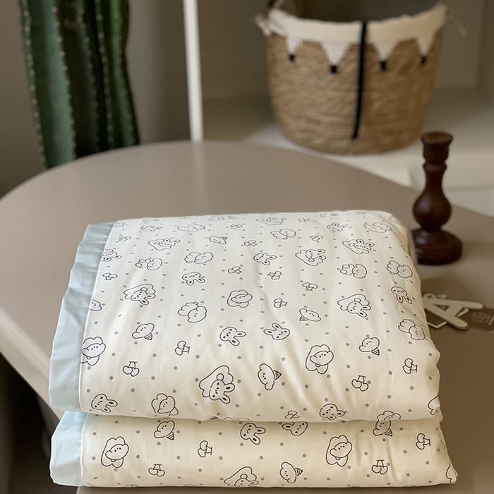 91家纺网 家纺一手货源 找家纺 汇庭 2025新款长绒棉夏被系列 泡泡小兔