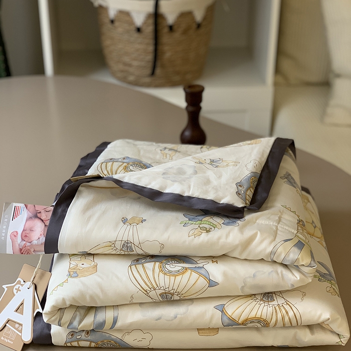 91家纺网 家纺一手货源 找家纺 汇庭 2025新款长绒棉夏被系列 气球小兔