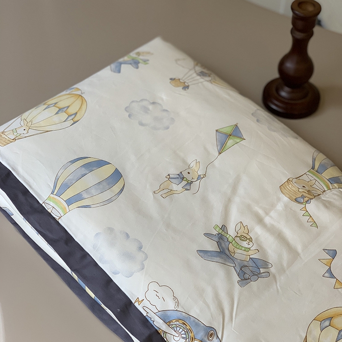 91家纺网 家纺一手货源 找家纺 汇庭 2025新款长绒棉夏被系列 气球小兔