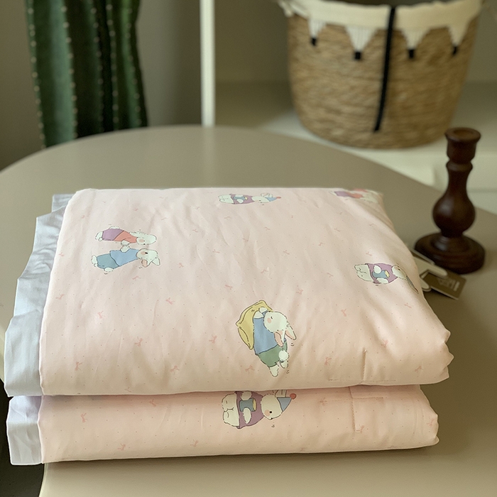 91家纺网 家纺一手货源 找家纺 汇庭 2025新款长绒棉夏被系列 软萌小兔