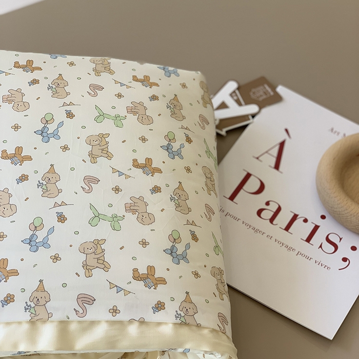 91家纺网 家纺一手货源 找家纺 汇庭 2025新款长绒棉夏被系列 小狗派对