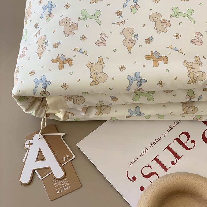 91家纺网 家纺一手货源 找家纺 汇庭 2025新款长绒棉夏被系列 小狗派对