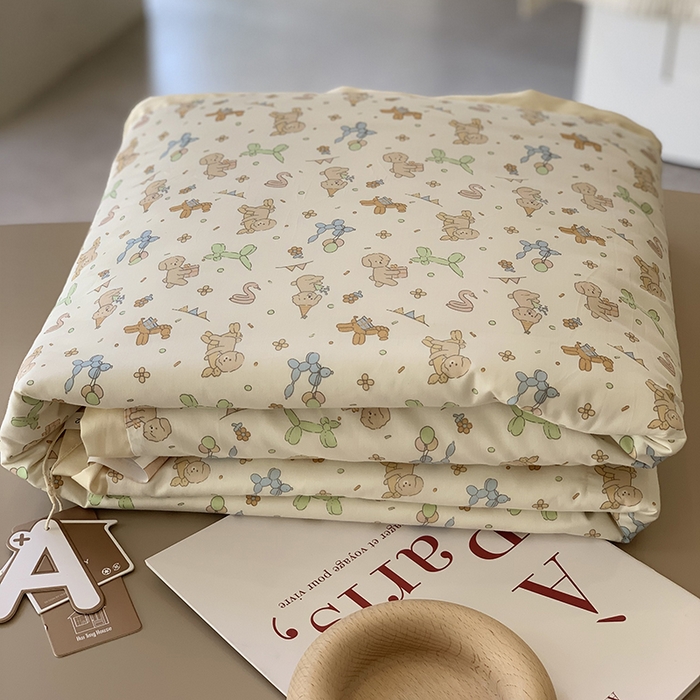 91家纺网 家纺一手货源 找家纺 汇庭 2025新款长绒棉夏被系列 小狗派对