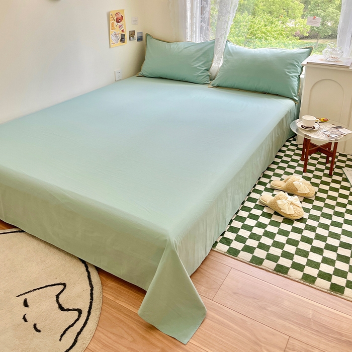 91家纺网 家纺一手货源 找家纺 瑞莱 2025新款全棉轻奢水洗棉贝壳绣四件套 水绿