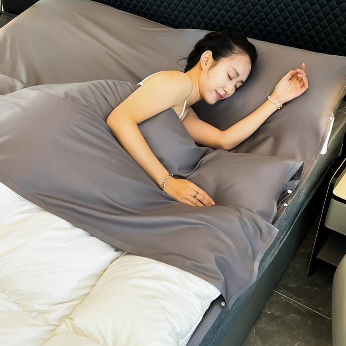 91家纺网 家纺一手货源 找家纺 （总）柒星睡袋 2025新款60贡缎全棉纯色隔脏睡袋