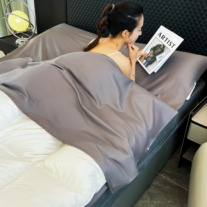 91家纺网 家纺一手货源 找家纺 （总）柒星睡袋 2025新款60贡缎全棉纯色隔脏睡袋