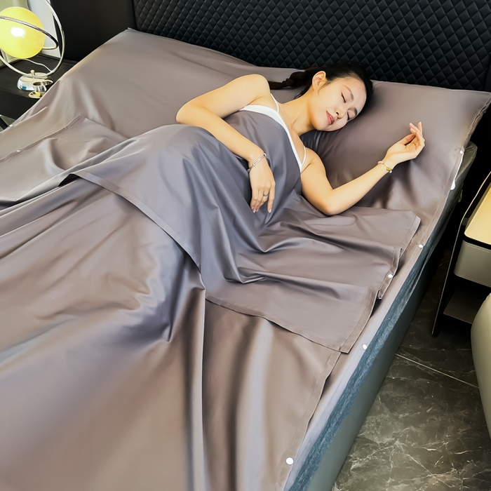 91家纺网 家纺一手货源 找家纺 （总）柒星睡袋 2025新款60贡缎全棉纯色隔脏睡袋