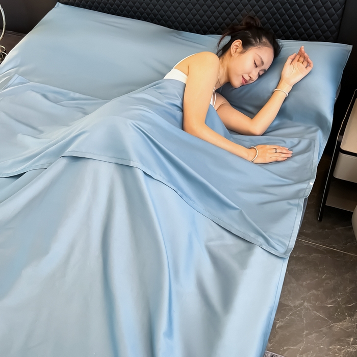 91家纺网 家纺一手货源 找家纺 （总）柒星睡袋 2025新款60贡缎全棉纯色隔脏睡袋