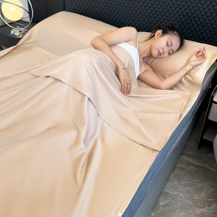 91家纺网 家纺一手货源 找家纺 （总）柒星睡袋 2025新款60贡缎全棉纯色隔脏睡袋