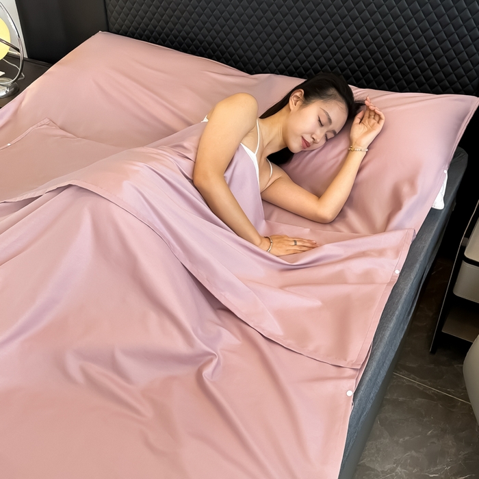 91家纺网 家纺一手货源 找家纺 （总）柒星睡袋 2025新款60贡缎全棉纯色隔脏睡袋