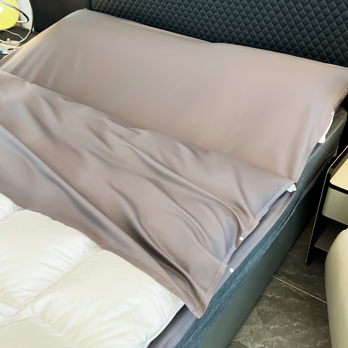 91家纺网 家纺一手货源 找家纺 柒星睡袋 2025新款60贡缎全棉纯色隔脏睡袋 暮色灰