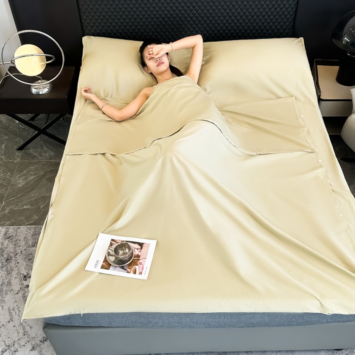 91家纺网 家纺一手货源 找家纺 柒星睡袋 2025新款60贡缎全棉纯色隔脏睡袋 浅草绿