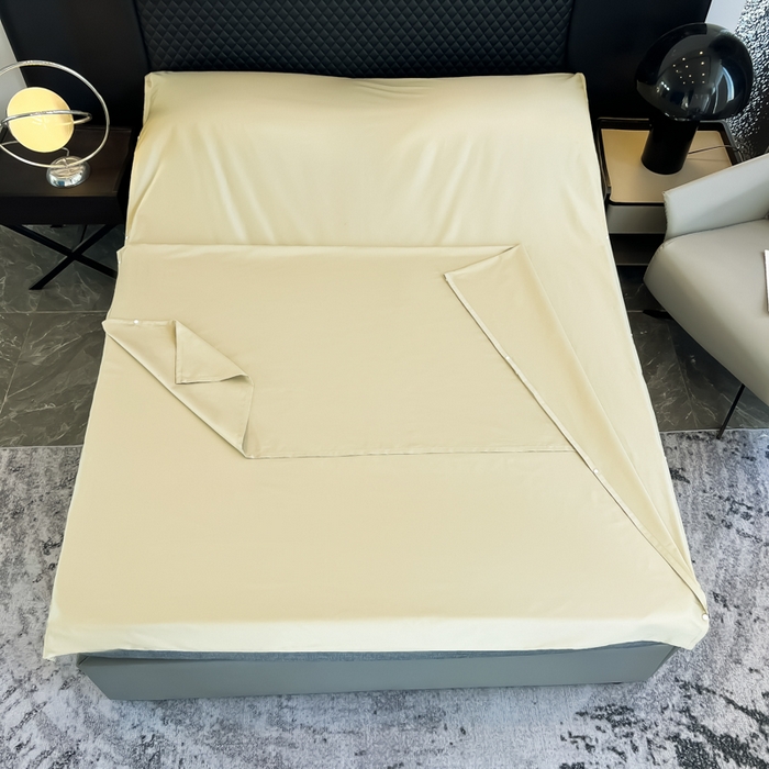 91家纺网 家纺一手货源 找家纺 柒星睡袋 2025新款60贡缎全棉纯色隔脏睡袋 浅草绿