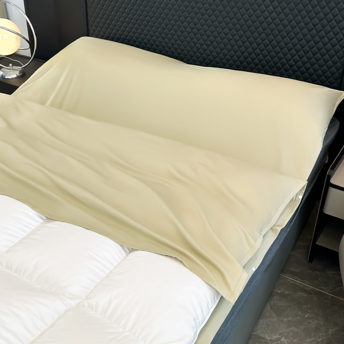 91家纺网 家纺一手货源 找家纺 柒星睡袋 2025新款60贡缎全棉纯色隔脏睡袋 浅草绿