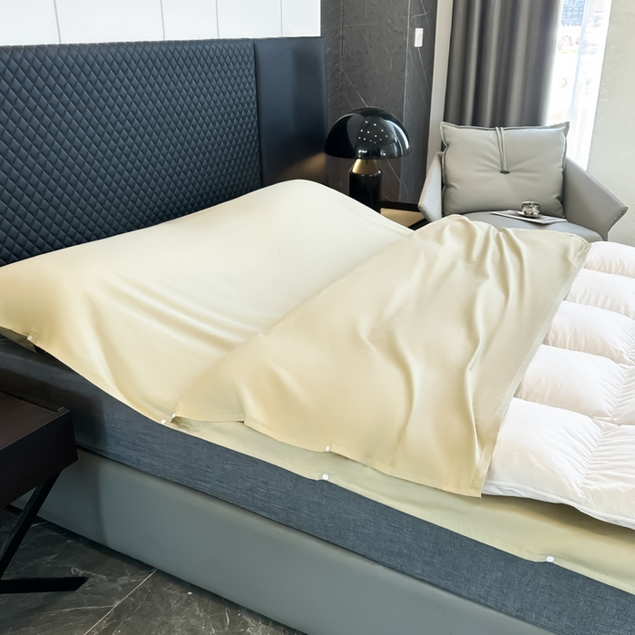 91家纺网 家纺一手货源 找家纺 柒星睡袋 2025新款60贡缎全棉纯色隔脏睡袋 浅草绿