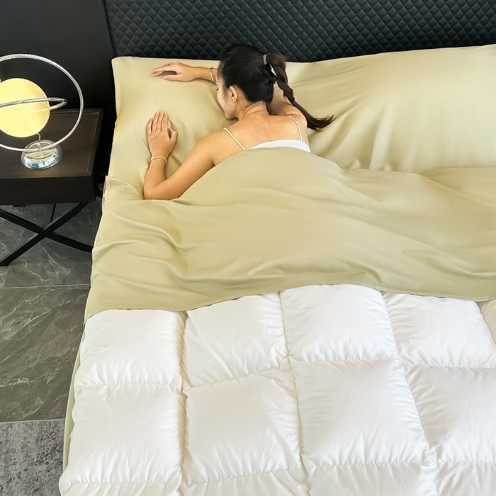 91家纺网 家纺一手货源 找家纺 柒星睡袋 2025新款60贡缎全棉纯色隔脏睡袋 浅草绿