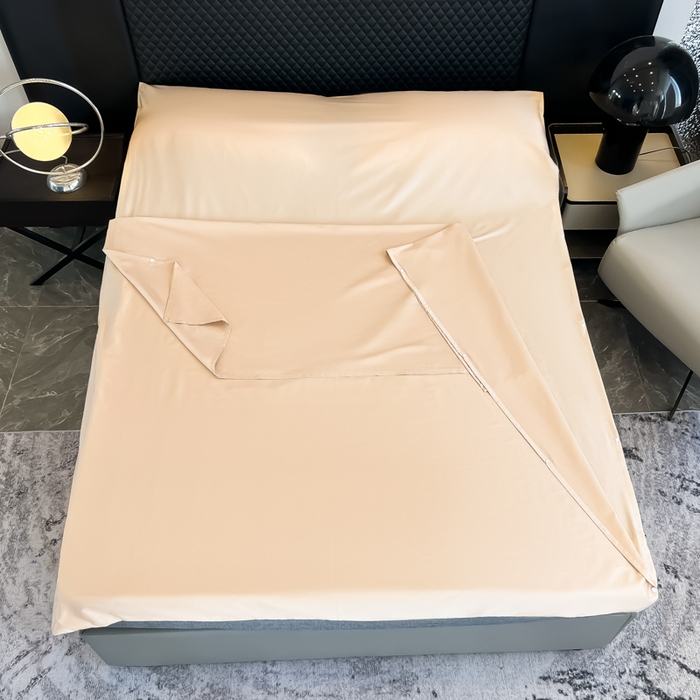 91家纺网 家纺一手货源 找家纺 柒星睡袋 2025新款60贡缎全棉纯色隔脏睡袋 香槟金