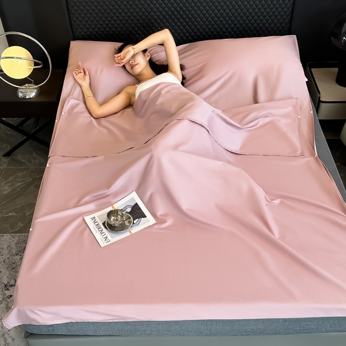 91家纺网 家纺一手货源 找家纺 柒星睡袋 2025新款60贡缎全棉纯色隔脏睡袋 优雅紫