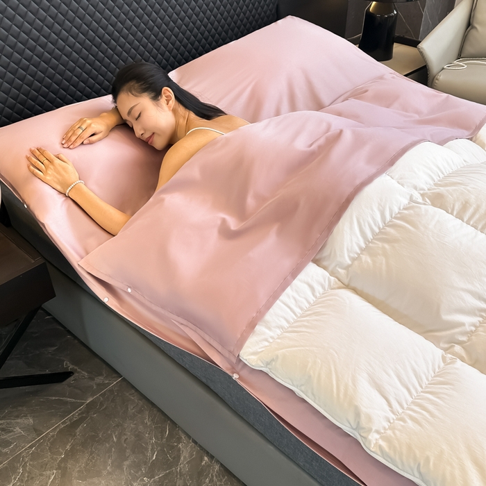 91家纺网 家纺一手货源 找家纺 柒星睡袋 2025新款60贡缎全棉纯色隔脏睡袋 优雅紫