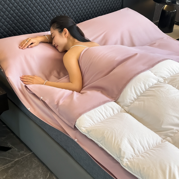 91家纺网 家纺一手货源 找家纺 柒星睡袋 2025新款60贡缎全棉纯色隔脏睡袋 优雅紫