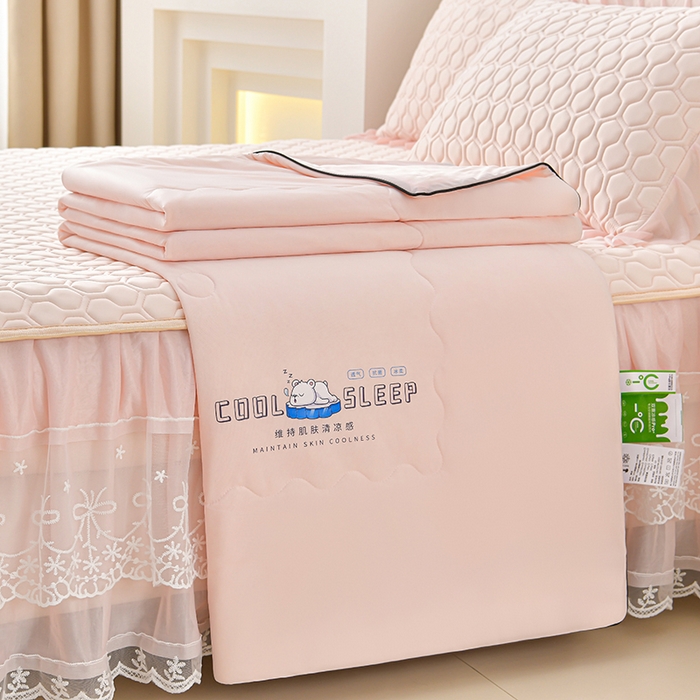 91家纺网 家纺一手货源 找家纺 （总）畅畅家纺 2025新款夏季凉感丝唯美纯色凉席夏被夏凉被空调被四件套