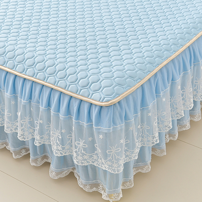 91家纺网 家纺一手货源 找家纺 畅畅家纺 2025新款夏季凉感丝唯美纯色凉席夏被夏凉被空调被四件套 唯美-天蓝