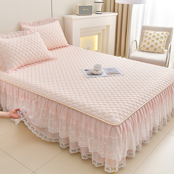 91家纺网 家纺一手货源 找家纺 畅畅家纺 2025新款夏季凉感丝唯美纯色凉席夏被夏凉被空调被四件套 唯美-淡雅粉