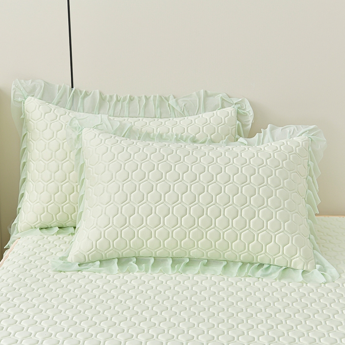 91家纺网 家纺一手货源 找家纺 畅畅家纺 2025新款夏季凉感丝唯美纯色凉席夏被夏凉被空调被四件套 唯美-青柠绿