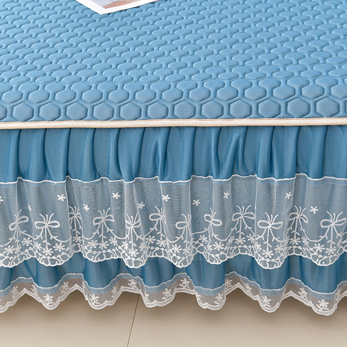 91家纺网 家纺一手货源 找家纺 畅畅家纺 2025新款夏季凉感丝唯美纯色凉席夏被夏凉被空调被四件套 唯美-海天蓝