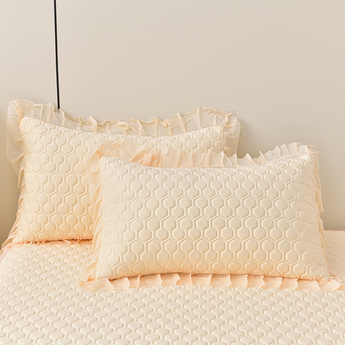 91家纺网 家纺一手货源 找家纺 畅畅家纺 2025新款夏季凉感丝唯美纯色凉席夏被夏凉被空调被四件套 唯美-淡奶黄