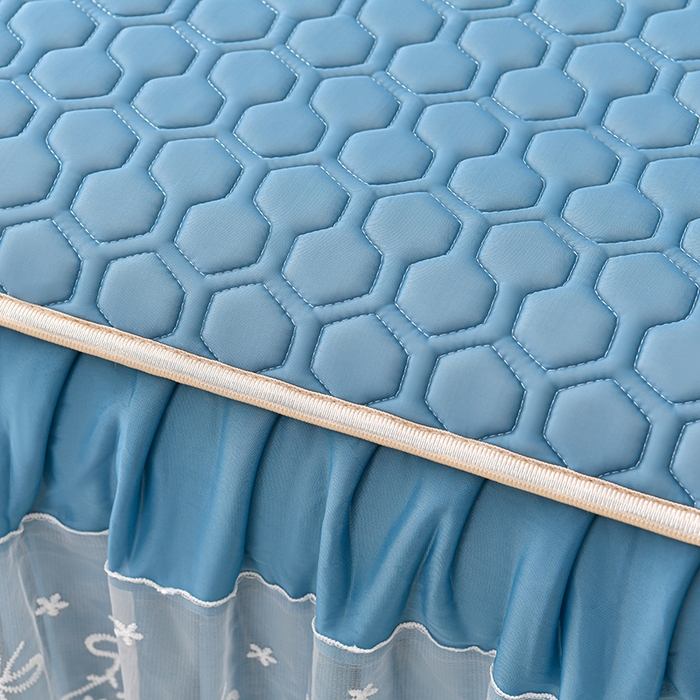 91家纺网 家纺一手货源 找家纺 畅畅家纺 2025新款夏季凉感丝唯美纯色凉席夏被夏凉被空调被四件套 唯美-海天蓝