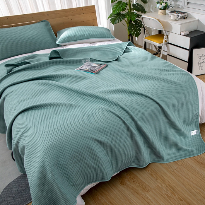 91家纺网 家纺一手货源 找家纺 来菲毛毯 2025新款双面夏凉被子PE速冷凉感夏被夏凉被空调被可机洗水洗 蓝色