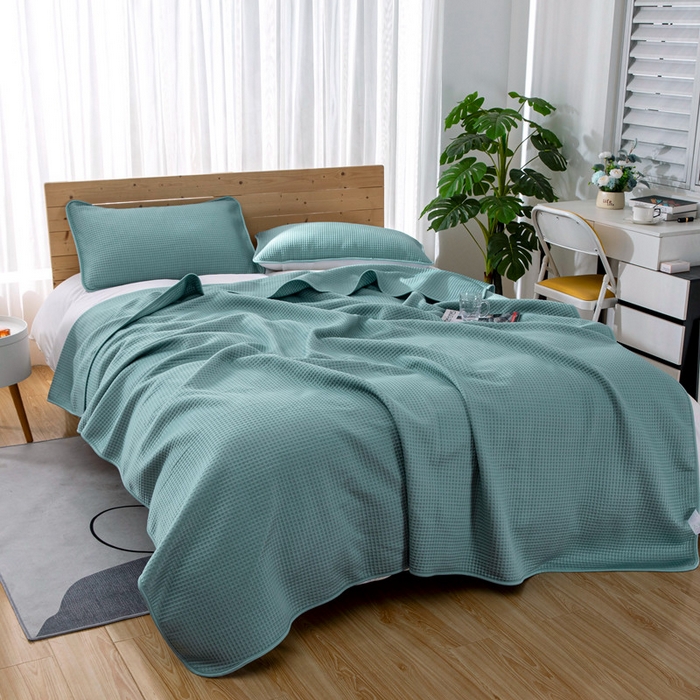 91家纺网 家纺一手货源 找家纺 来菲毛毯 2025新款双面夏凉被子PE速冷凉感夏被夏凉被空调被可机洗水洗 蓝色