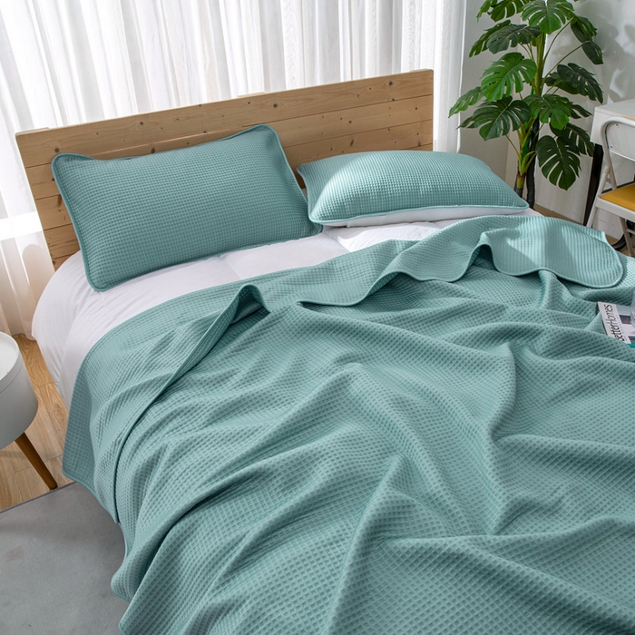 91家纺网 家纺一手货源 找家纺 来菲毛毯 2025新款双面夏凉被子PE速冷凉感夏被夏凉被空调被可机洗水洗 蓝色