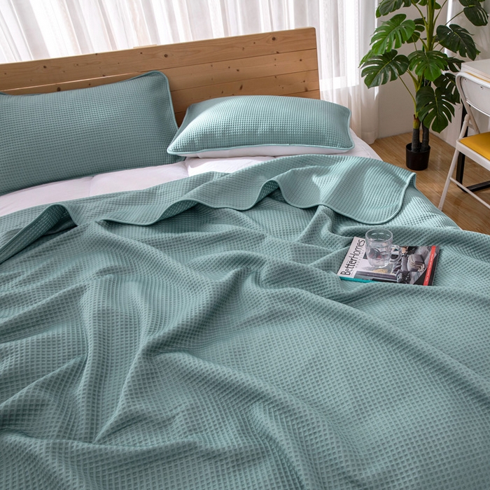 91家纺网 家纺一手货源 找家纺 来菲毛毯 2025新款双面夏凉被子PE速冷凉感夏被夏凉被空调被可机洗水洗 蓝色