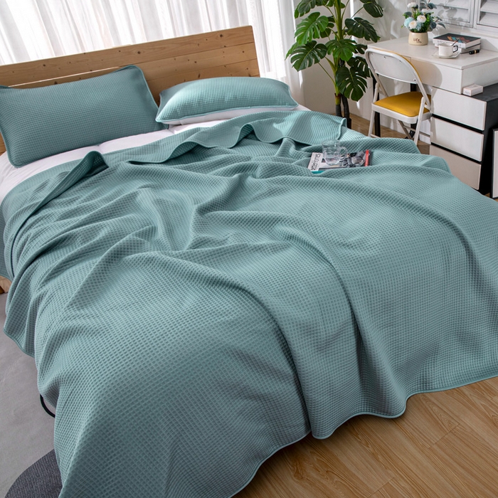 91家纺网 家纺一手货源 找家纺 来菲毛毯 2025新款双面夏凉被子PE速冷凉感夏被夏凉被空调被可机洗水洗 蓝色