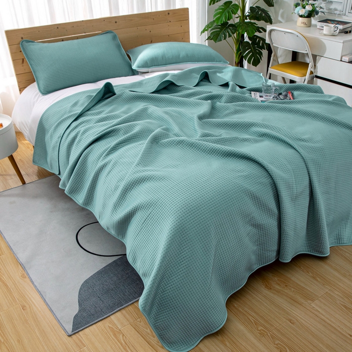 91家纺网 家纺一手货源 找家纺 来菲毛毯 2025新款双面夏凉被子PE速冷凉感夏被夏凉被空调被可机洗水洗 蓝色