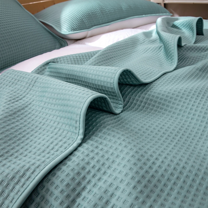 91家纺网 家纺一手货源 找家纺 来菲毛毯 2025新款双面夏凉被子PE速冷凉感夏被夏凉被空调被可机洗水洗 蓝色