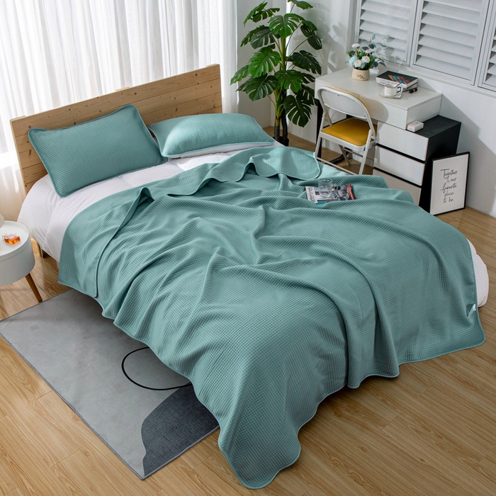 91家纺网 家纺一手货源 找家纺 来菲毛毯 2025新款双面夏凉被子PE速冷凉感夏被夏凉被空调被可机洗水洗 蓝色