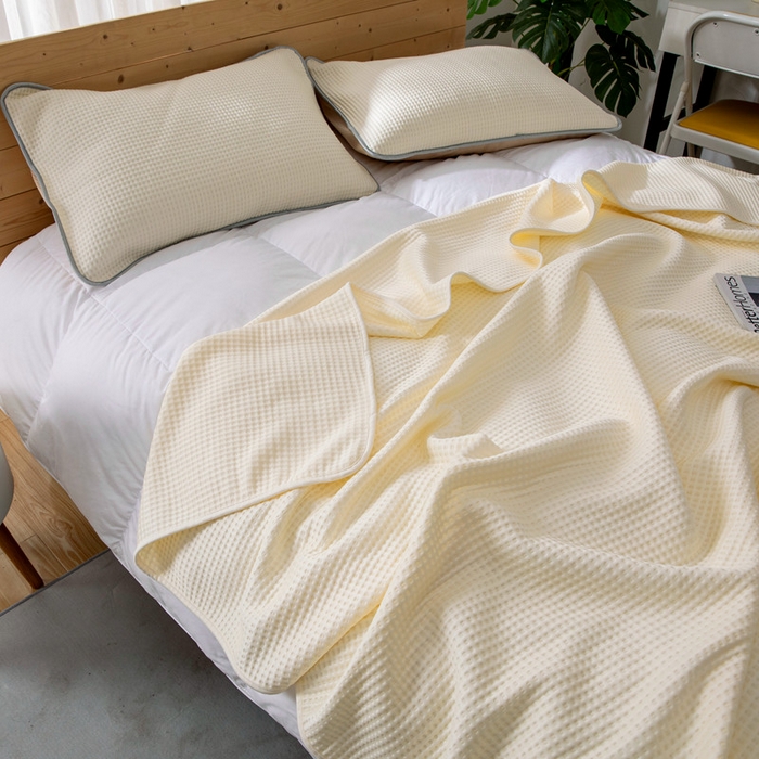 91家纺网 家纺一手货源 找家纺 来菲毛毯 2025新款双面夏凉被子PE速冷凉感夏被夏凉被空调被可机洗水洗 米白色