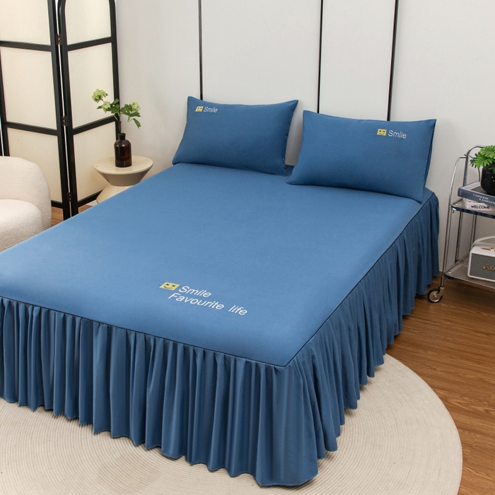 91家纺网 家纺一手货源 找家纺 （总）笠裙家纺 2025新款110克微笑款单床裙轻奢款单床裙简约单床裙绣花单床裙