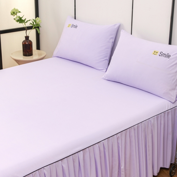 91家纺网 家纺一手货源 找家纺 笠裙家纺 2025新款110克微笑款单床裙轻奢款单床裙简约单床裙绣花单床裙 微笑-香芋紫