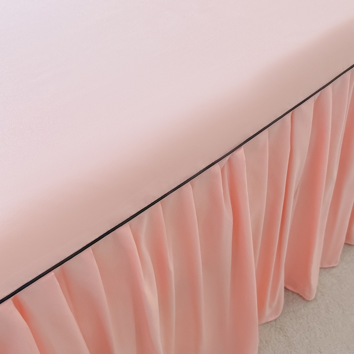 91家纺网 家纺一手货源 找家纺 笠裙家纺 2025新款110克微笑款单床裙轻奢款单床裙简约单床裙绣花单床裙 微笑-胭脂粉