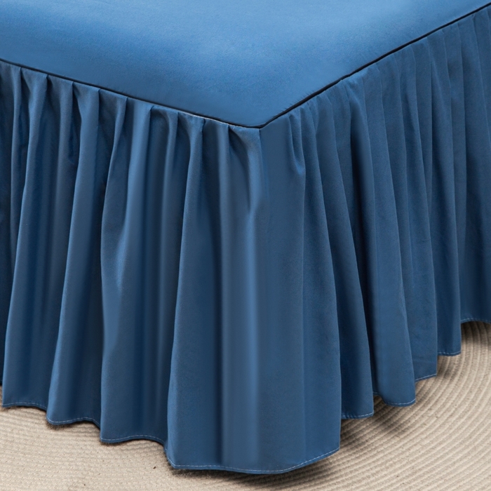 91家纺网 家纺一手货源 找家纺 笠裙家纺 2025新款110克微笑款单床裙轻奢款单床裙简约单床裙绣花单床裙 微笑-宝石蓝