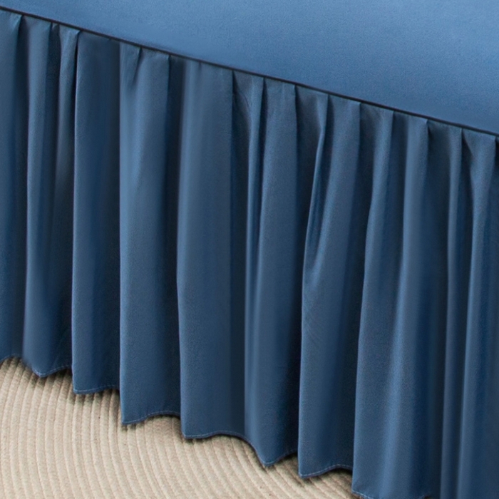 91家纺网 家纺一手货源 找家纺 笠裙家纺 2025新款110克微笑款单床裙轻奢款单床裙简约单床裙绣花单床裙 微笑-宝石蓝